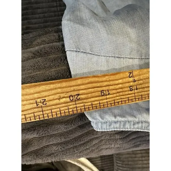 Tommy Bahama Medium Women Chambray Ruffle V Neck Sleeveless Frayed Hem Dress F33 - Picture 7 of 10